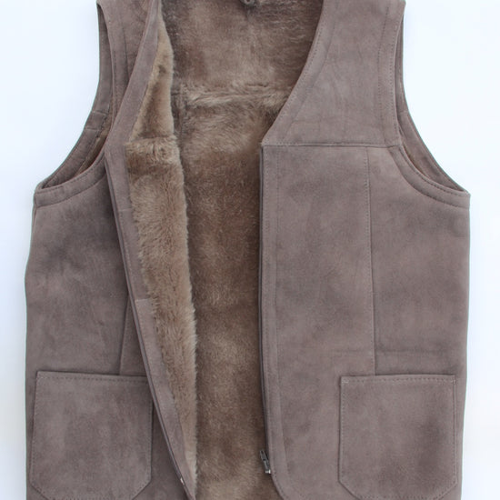 Lammfellweste - Gregor - mit Innentasche grau