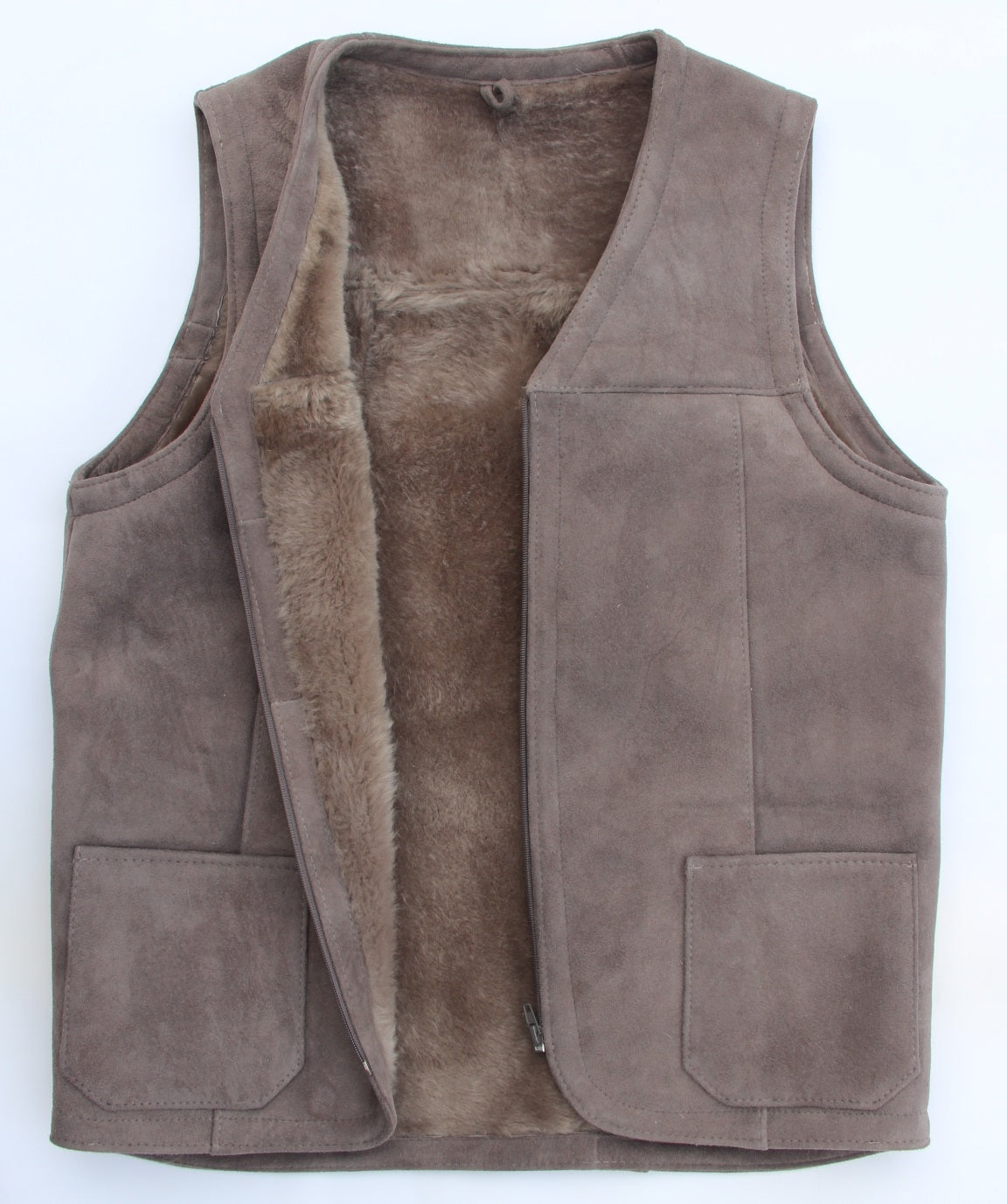 Lammfellweste - Gregor - mit Innentasche grau