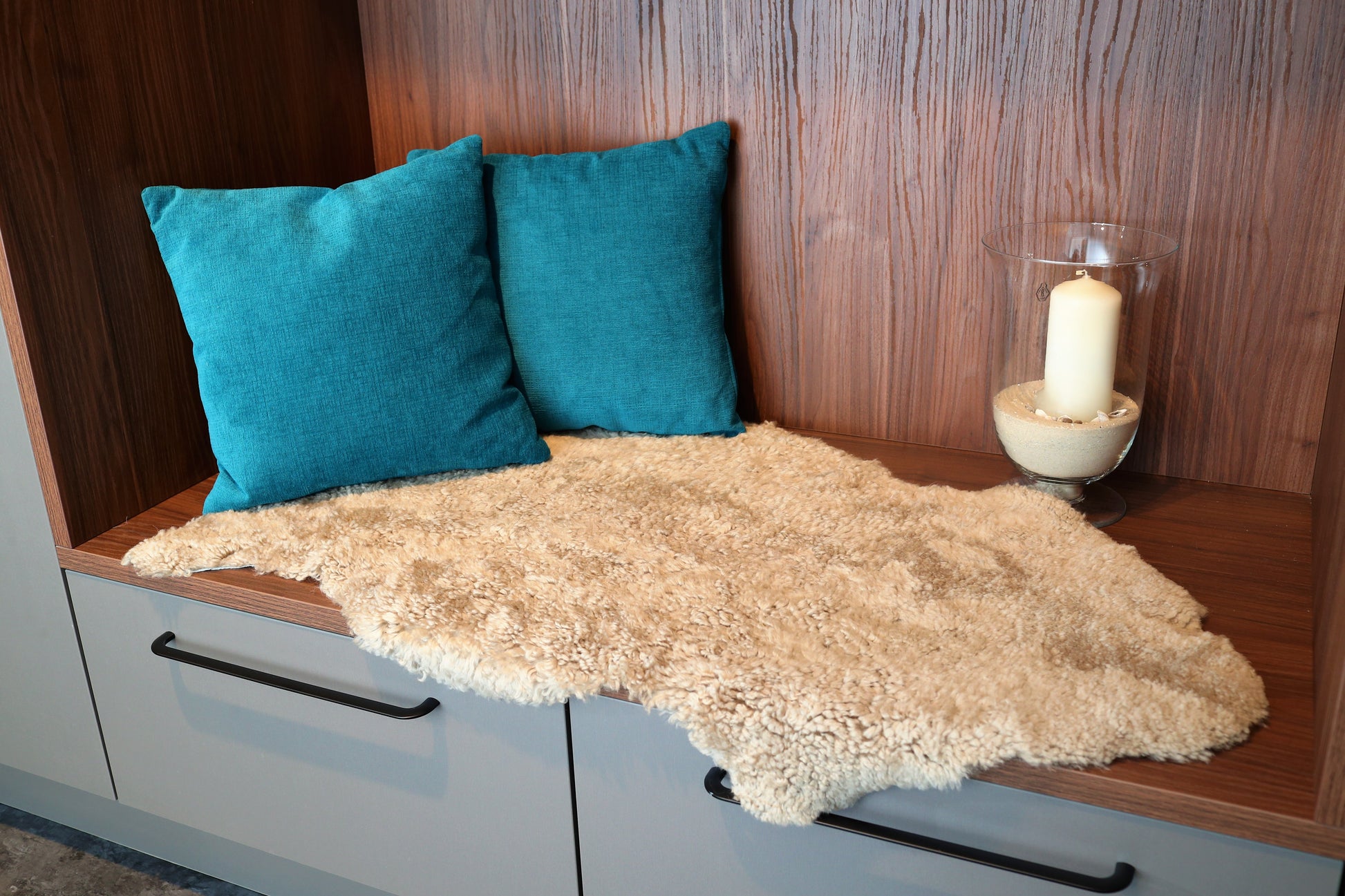 Lammfell Curly - Sand - (geschoren gelockt beige/braun)