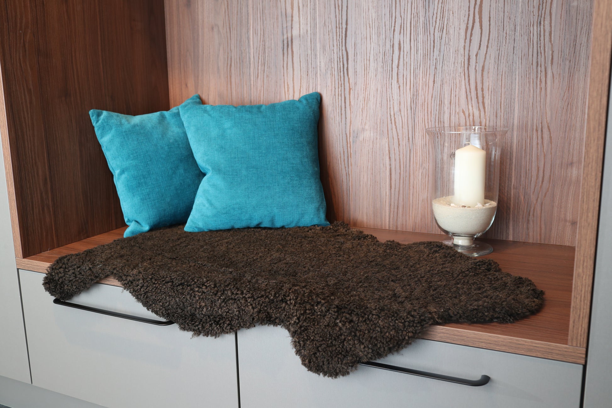 Lammfell Curly -  Mocca - (geschoren gelockt braun)