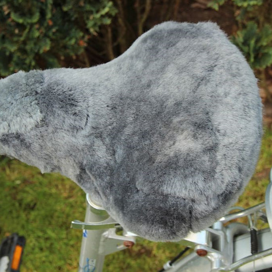 Fahrradsattelbezug aus Lammfell Anthrazit
