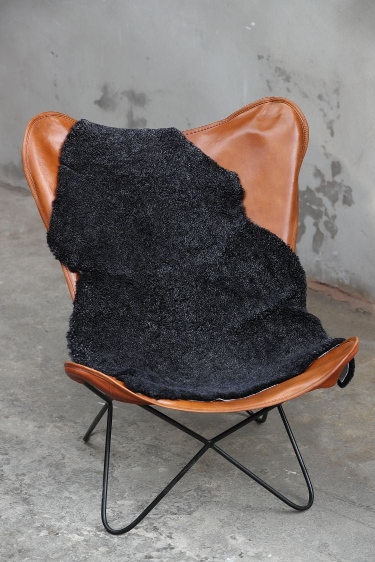 Lammfell Curly - Graphit - (geschoren gelockt grau schwarz)