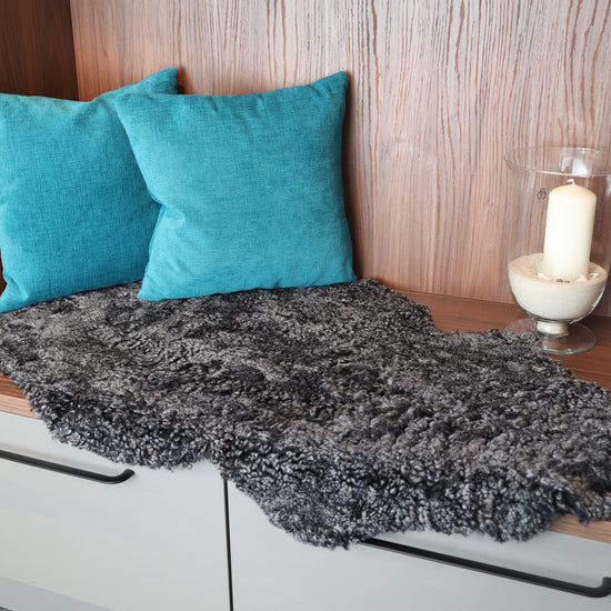 Lammfell Curly - Graphit - (geschoren gelockt grau schwarz)