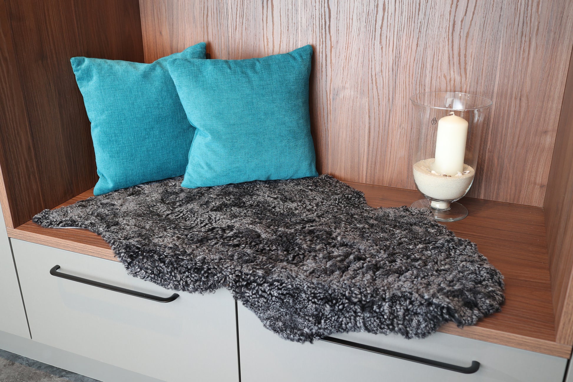 Lammfell Curly - Graphit - (geschoren gelockt grau schwarz)