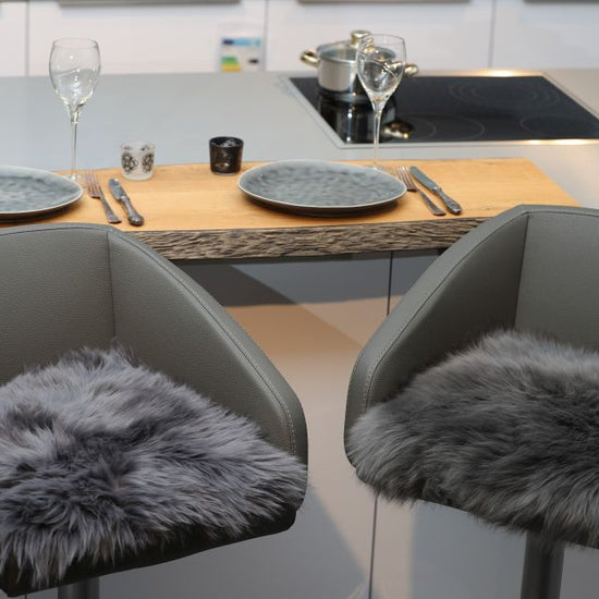 Lammfell Sitzauflage Eckig Anthrazit