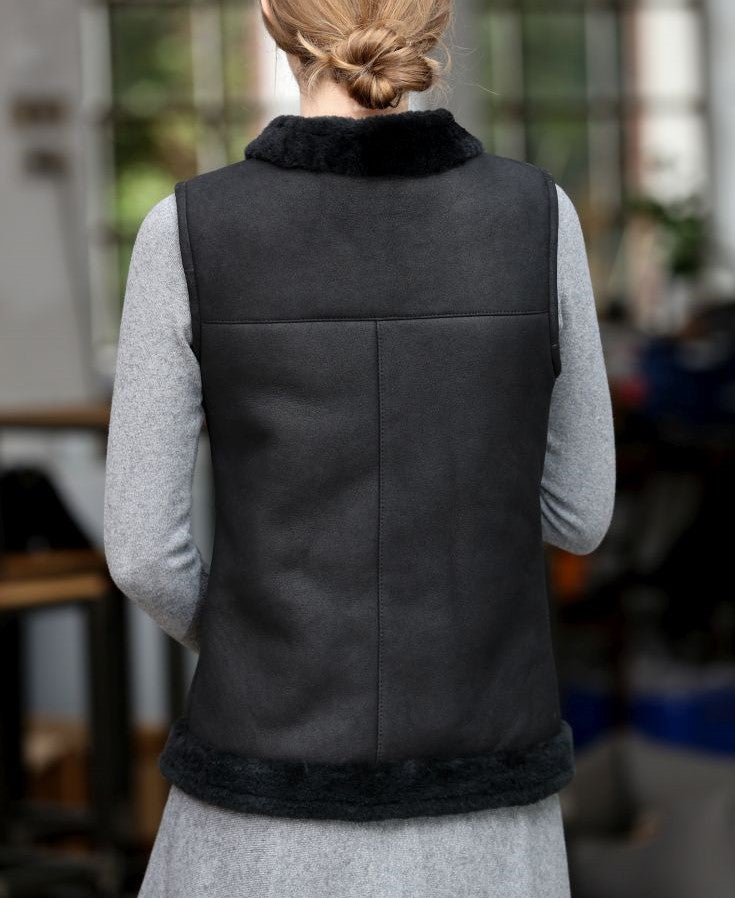 Lammfellweste Sarina Damen (Schwarz)