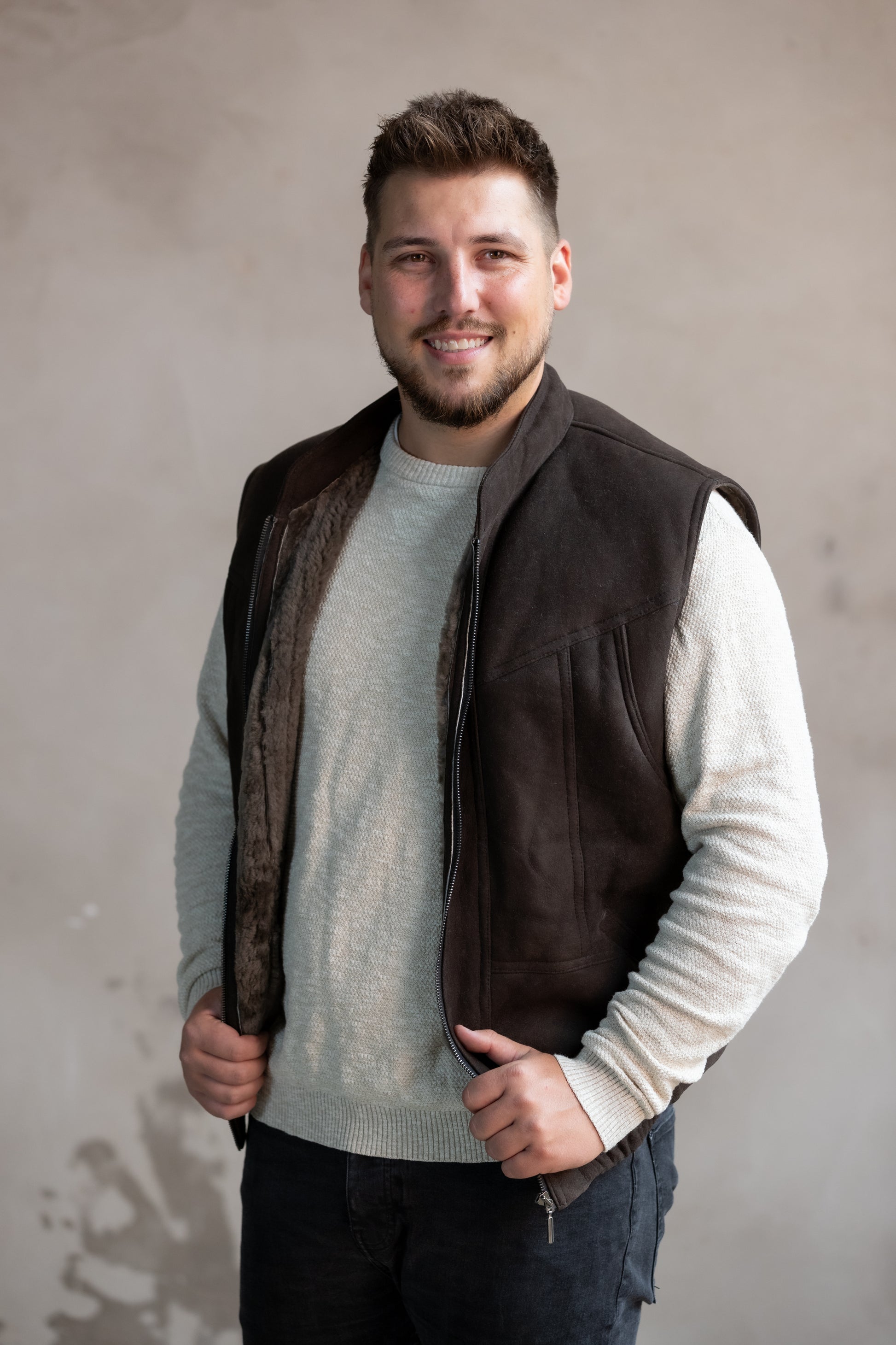 Lammfellweste - Soeren - braun