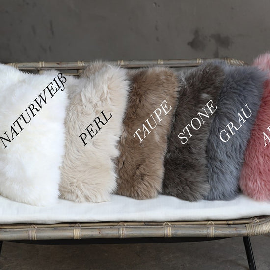 Lammfell Kissen Grau