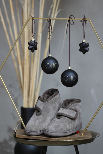 Lammfell Hausschuh - Arne - braun mit Klett