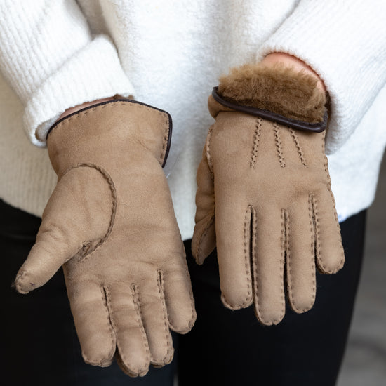 Lammfellhandschuhe braun oder anthrazit (Fingerhandschuhe)