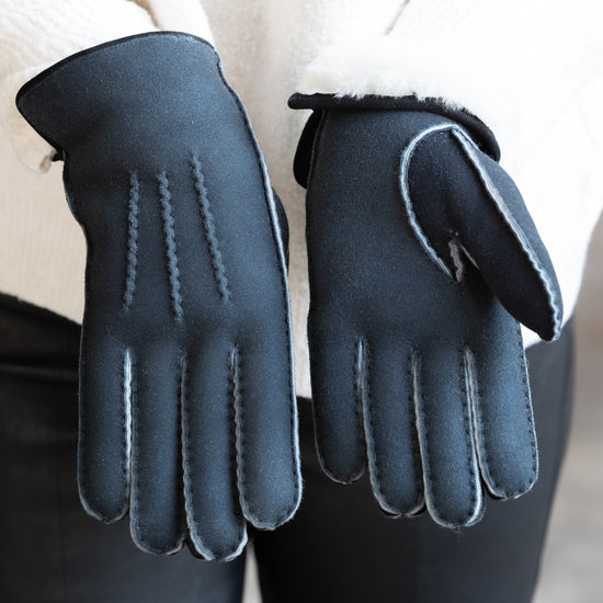 Lammfellhandschuhe braun oder anthrazit (Fingerhandschuhe)