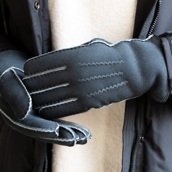 Lammfellhandschuhe braun oder anthrazit (Fingerhandschuhe)