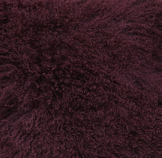 Tibet Lammfellkissen Weinrot