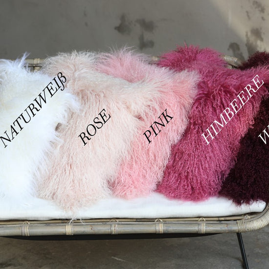 Tibet Lammfellkissen Weinrot