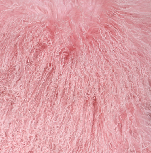 Tibet Lammfellkissen Pink