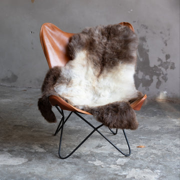 Lammfell Braun mit Silberrücken (Naturfarben)