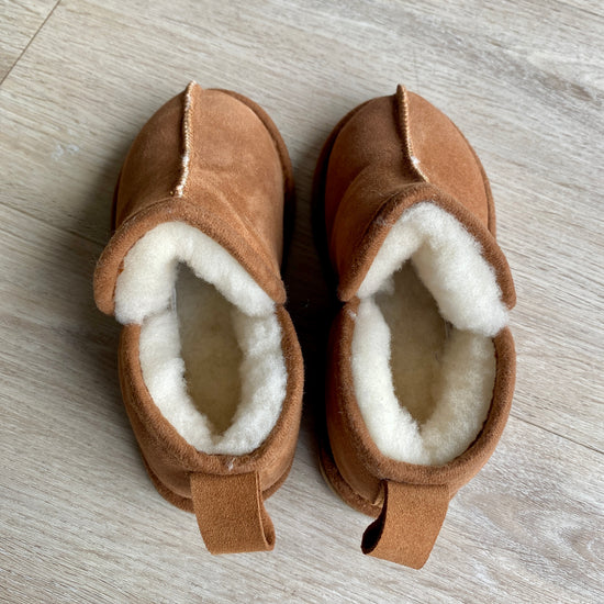 Kinder Lammfell Hausschuhe Lian l Braun l Gr. 26-36