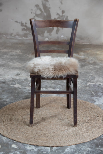 Lammfell Sitzauflage Rund Taupe (braun)