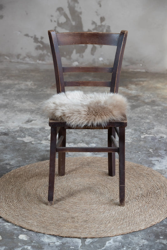 Lammfell Sitzauflage Rund Taupe (braun)