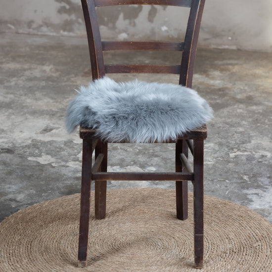 Lammfell Sitzauflage Rund Silber (grau)