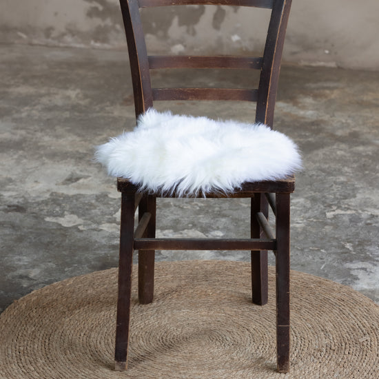 Lammfell Sitzauflage Rund Weiß