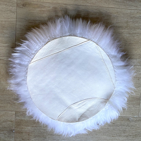 Lammfell Sitzauflage Rund Weiß