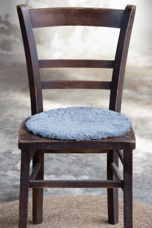 Lammfell Sitzauflage Curly Rund Grau